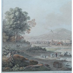 Engraving entitled ‘View of Yverdon’, signed ABERLI.  at Moinat SA  – Antiques and decorative items –  Engravings, lithographs
