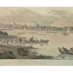 Engraving entitled ‘View of Yverdon’, signed ABERLI.  at Moinat SA  – Antiques and decorative items –  Engravings, lithographs