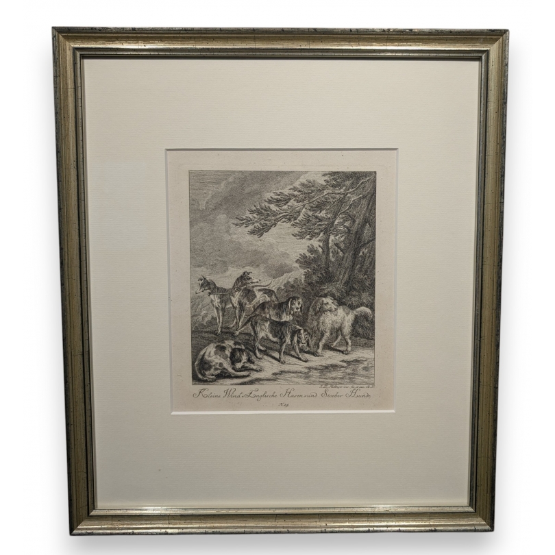 Gravure "Chiens" par RIDINGER