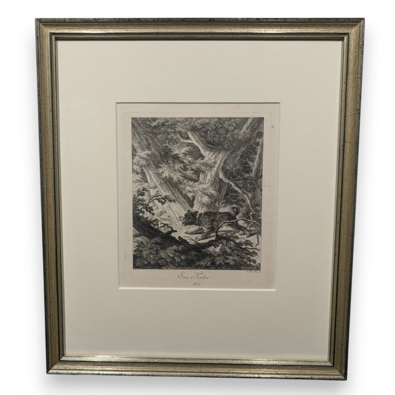 Gravure "Chien" par RIDINGER