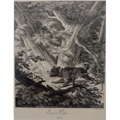 Gravure "Chien" par RIDINGER