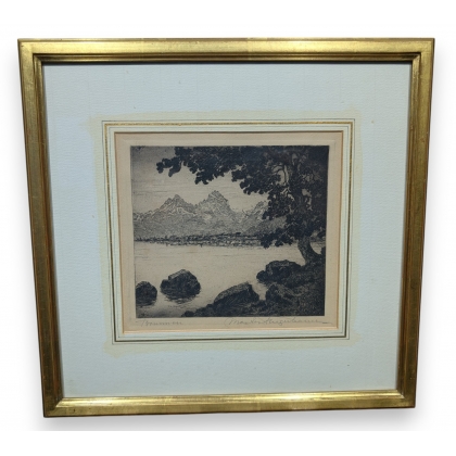 Engraving entitled ‘Brunnen’, signed 1924