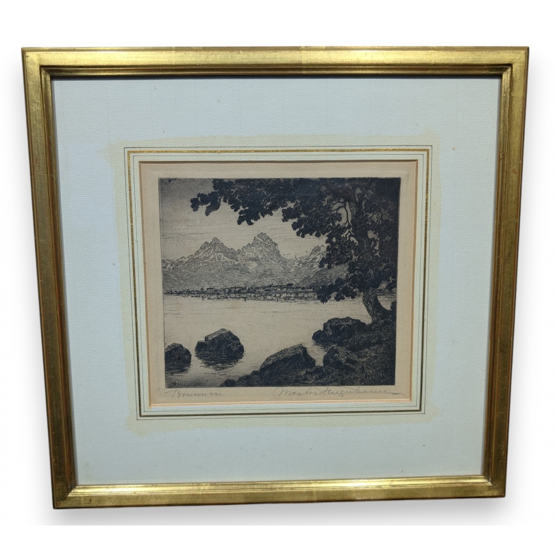 Engraving entitled ‘Brunnen’, signed 1924