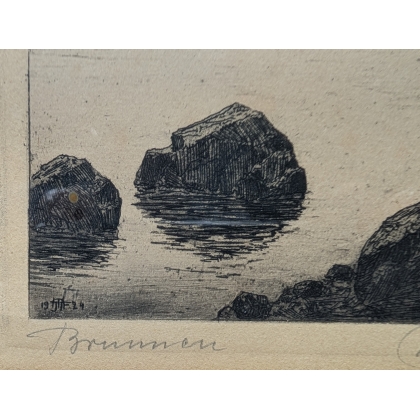 Engraving entitled ‘Brunnen’, signed 1924