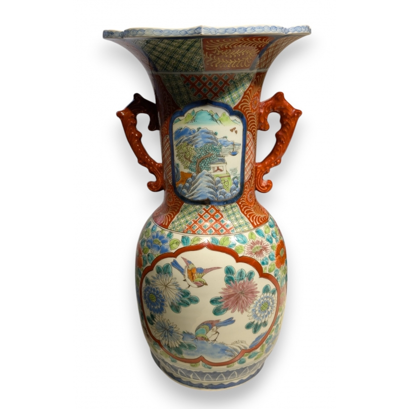 Grand vase chinois en porcelaine avec anses