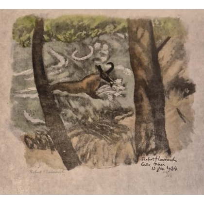 Engraving entitled ‘Chamois’, signed by Robert HAINARD
