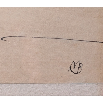 Dessin à l'encre "Guitare" signé MB