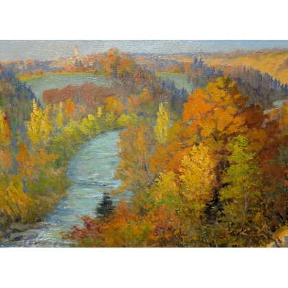 Painting entitled ‘L’Aubonne’, signed V. GILLIAND, 1922