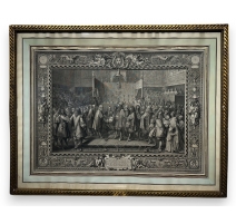 Gravure "Suisse - France" par C LE BRUN