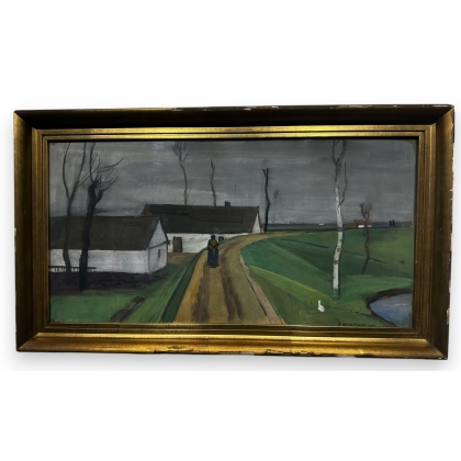 Aquarelle \"Chemin de campagne\" signé POLYA