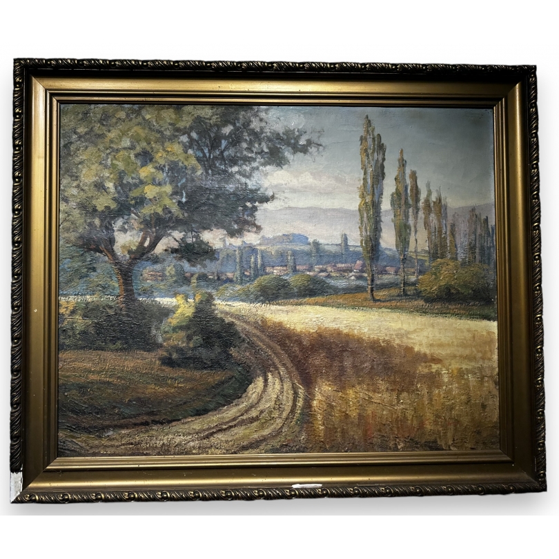Tableau \"Campagne\" signé G.W. DROZ