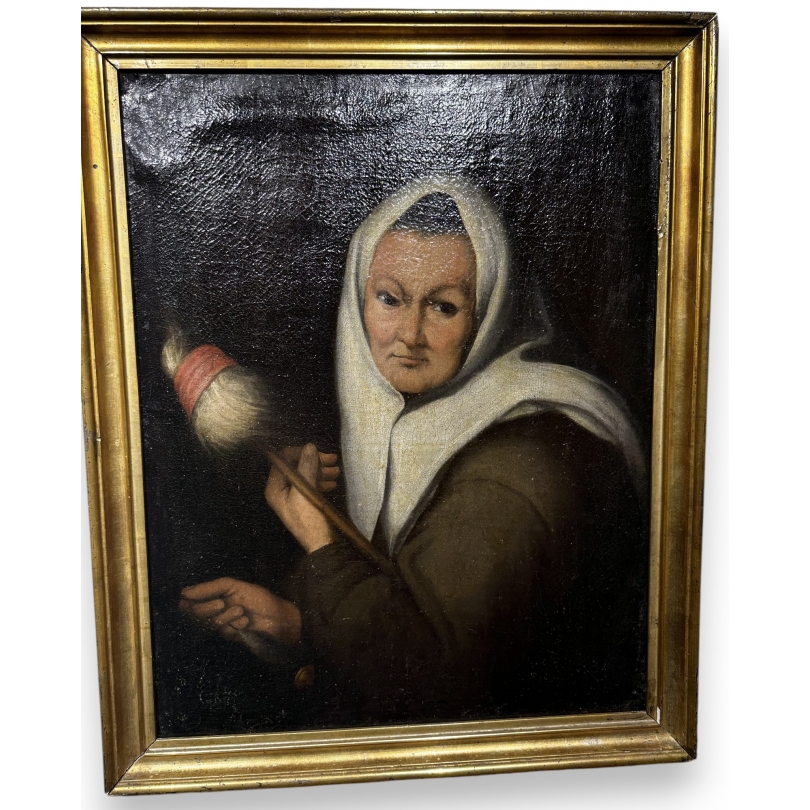 Tableau \"Femme filant\" d\'après MURILLO