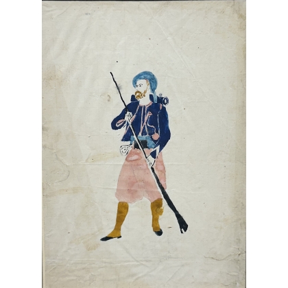 Paire d'aquarelles "Armée Française"