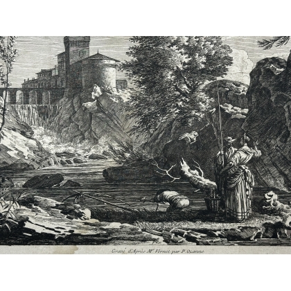Gravure "La jeune Napolitaine a la pèche"