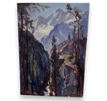 Tableau "Montagnes" signé Paul HUGUENIN