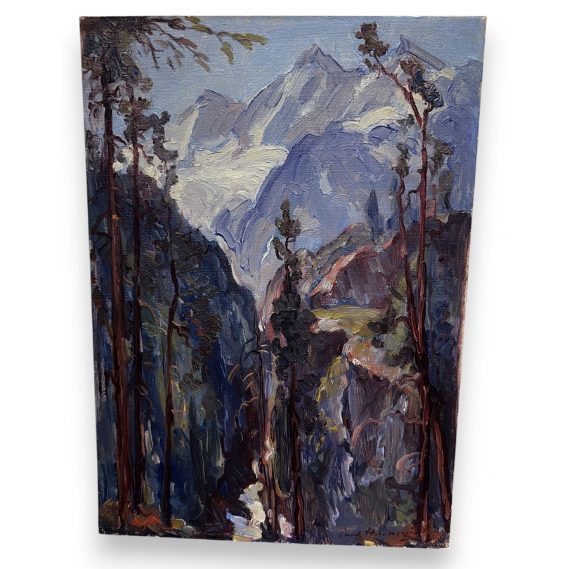 Tableau "Montagnes" signé Paul HUGUENIN