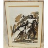 Aquarelle sépia "Lavage des pieds" signée FUMAGALLI 
