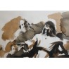 Aquarelle sépia "Lavage des pieds" signée FUMAGALLI 