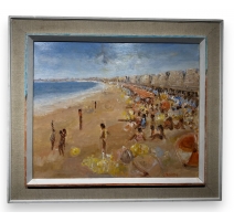 Tableau "Plage" signé A. ROUSSEAU