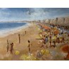 Tableau \"Plage\" signé A. ROUSSEAU