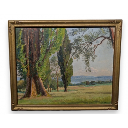 Tableau \"Corcelles-près-Concise\" signé G. DP.
