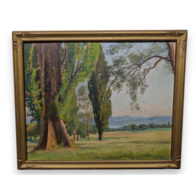 Tableau "Corcelles-près-Concise" signé G. DP.