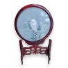 Wooden table screen with embroidered silk
