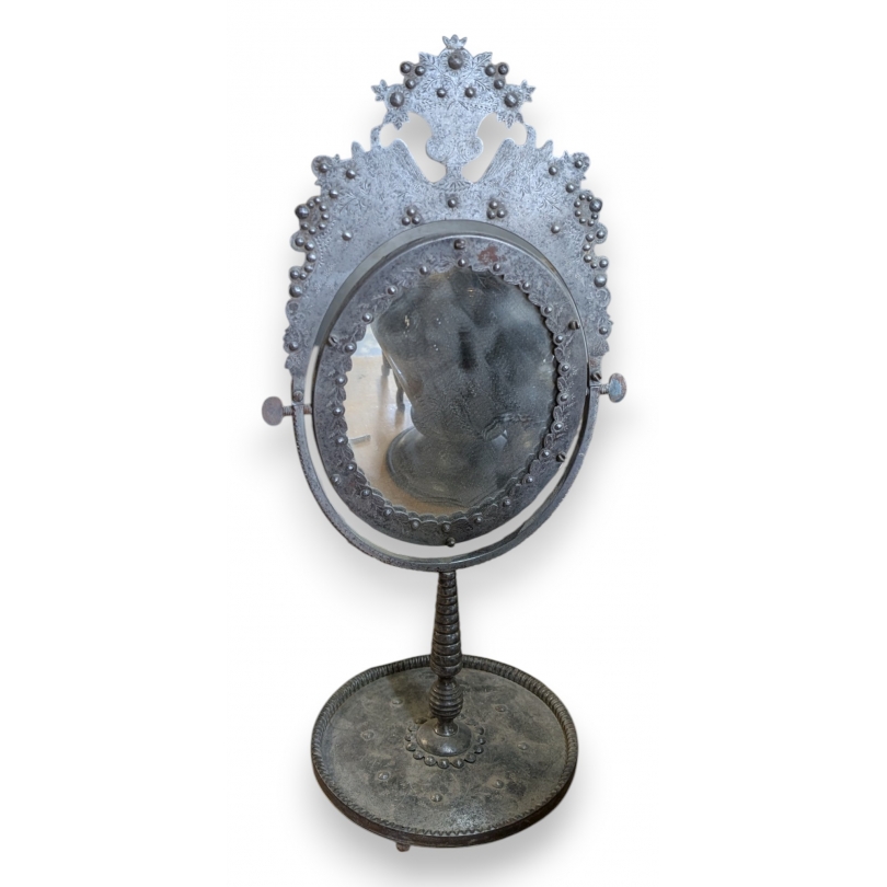 Miroir de table en métal de Plombières