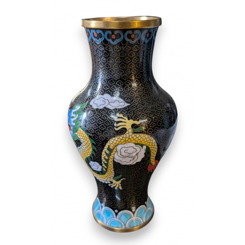 Vase en bronze cloisonné Dragons