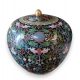 Pot couvert en bronze cloisonné Feuillages