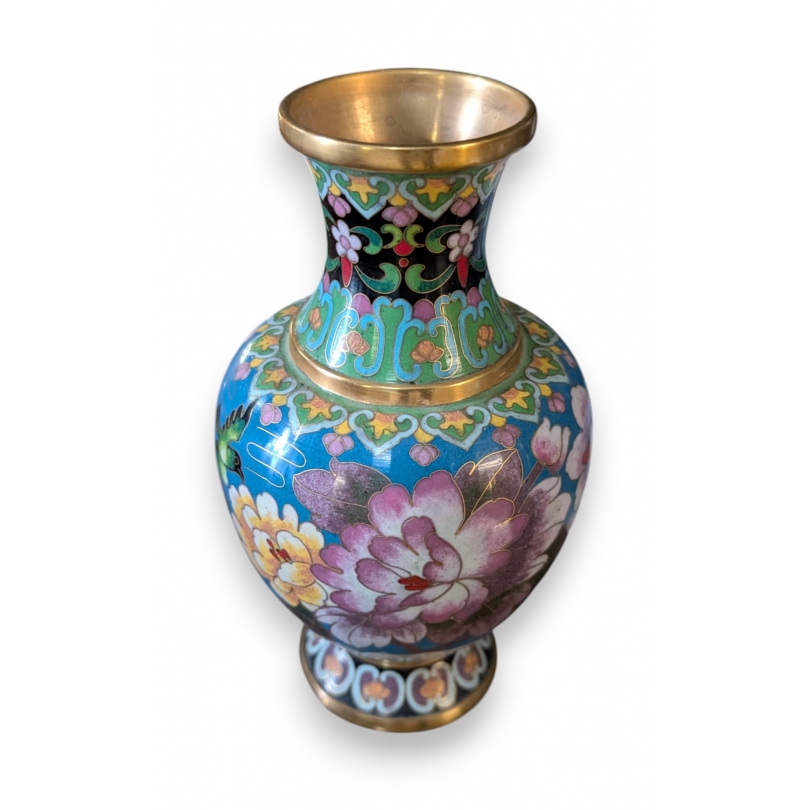 Vase en bronze cloisonné Fleurs
