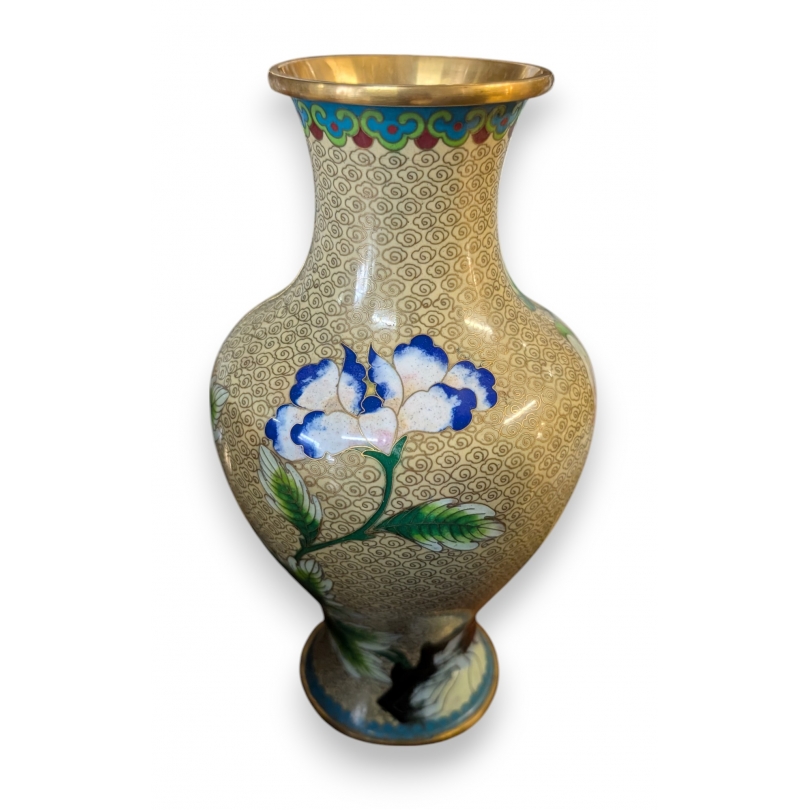 Vase en bronze cloisonné Fleurs
