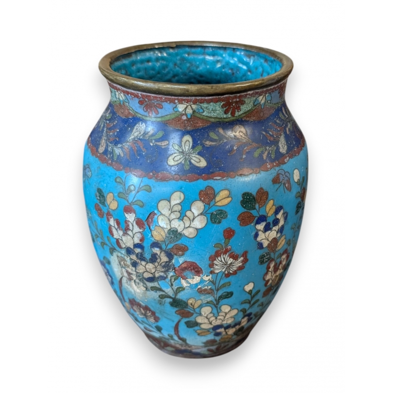 Vase en bronze cloisonné Fleurs