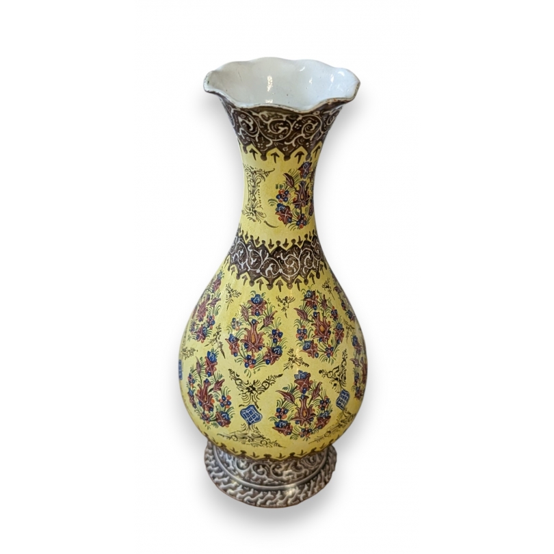 Vase Perse en cuivre émaillé jaune