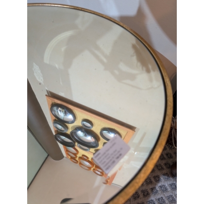 Table ronde Paon en métal doré et miroir