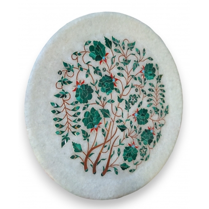 Assiette en marqueterie de marbre Fleurs