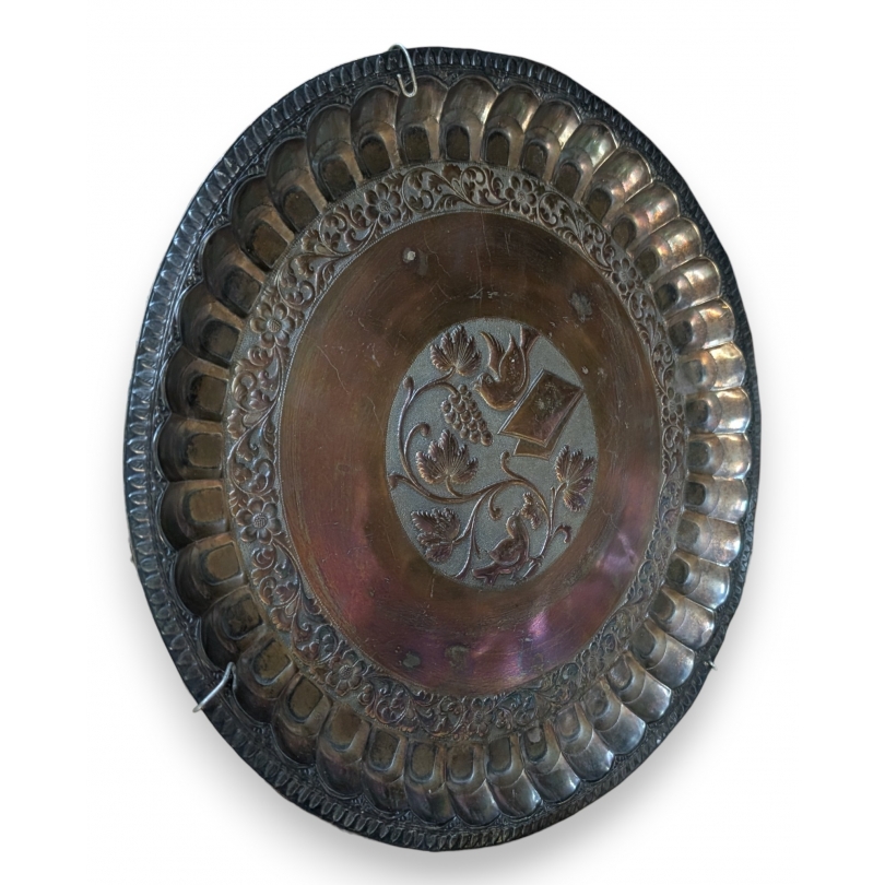 Persian copper repoussé dish