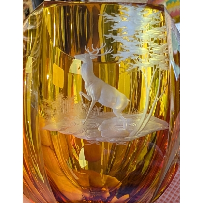 Yellow cut crystal tumbler