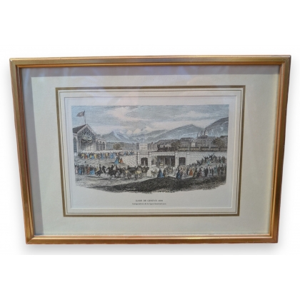 Gravure \"Gare de Genève 1858\"