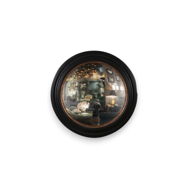 Miroir-Sorcière cadre en bois noir et doré