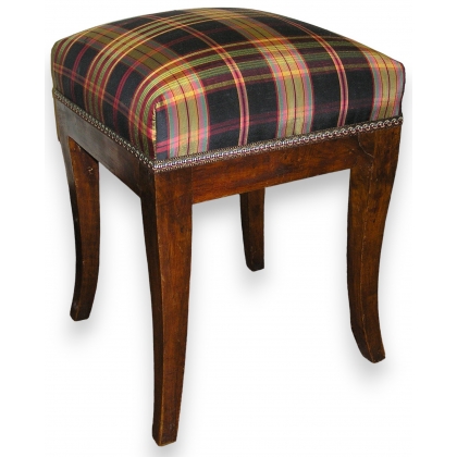 Tabouret Louis-Philippe carré en noyer.