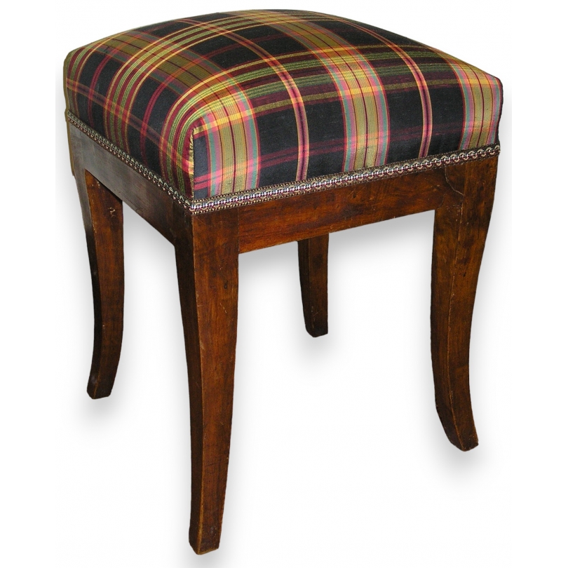 Square Louis-Philippe stool in walnut. Available from  Moinat SA  - Antiques and home décor