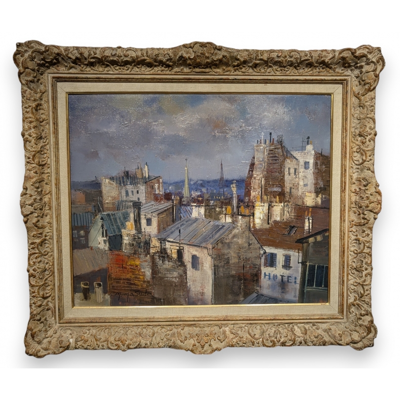 Tableau "Les toits de Paris" signé M. MASUDA