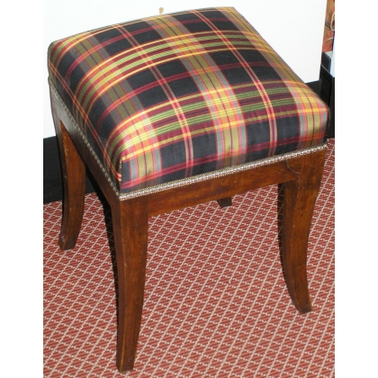 Square Louis-Philippe stool in walnut. Available from  Moinat SA  - Antiques and home décor