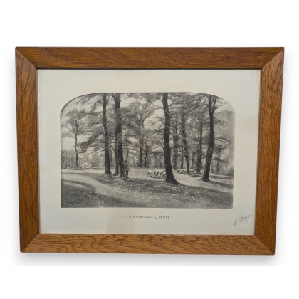 Engraving entitled ‘Sheep on the Plain’, signed F. ROUGE
