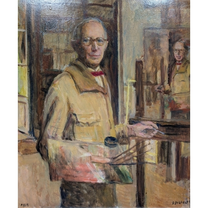Tableau \"Auto-portrait\" signé P. PERRELET 1935