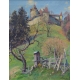 Tableau "Château de Gruyères" signé H ROBERT