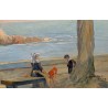 Tableau \"Bord de mer\" signé E. BOUDET