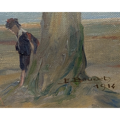 Tableau \"Bord de mer\" signé E. BOUDET