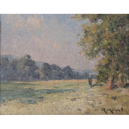 Tableau \"Paysage animé\" signé M. MOISSET